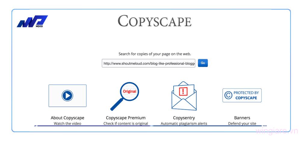 Copyscape tìm kiếm đạo văn