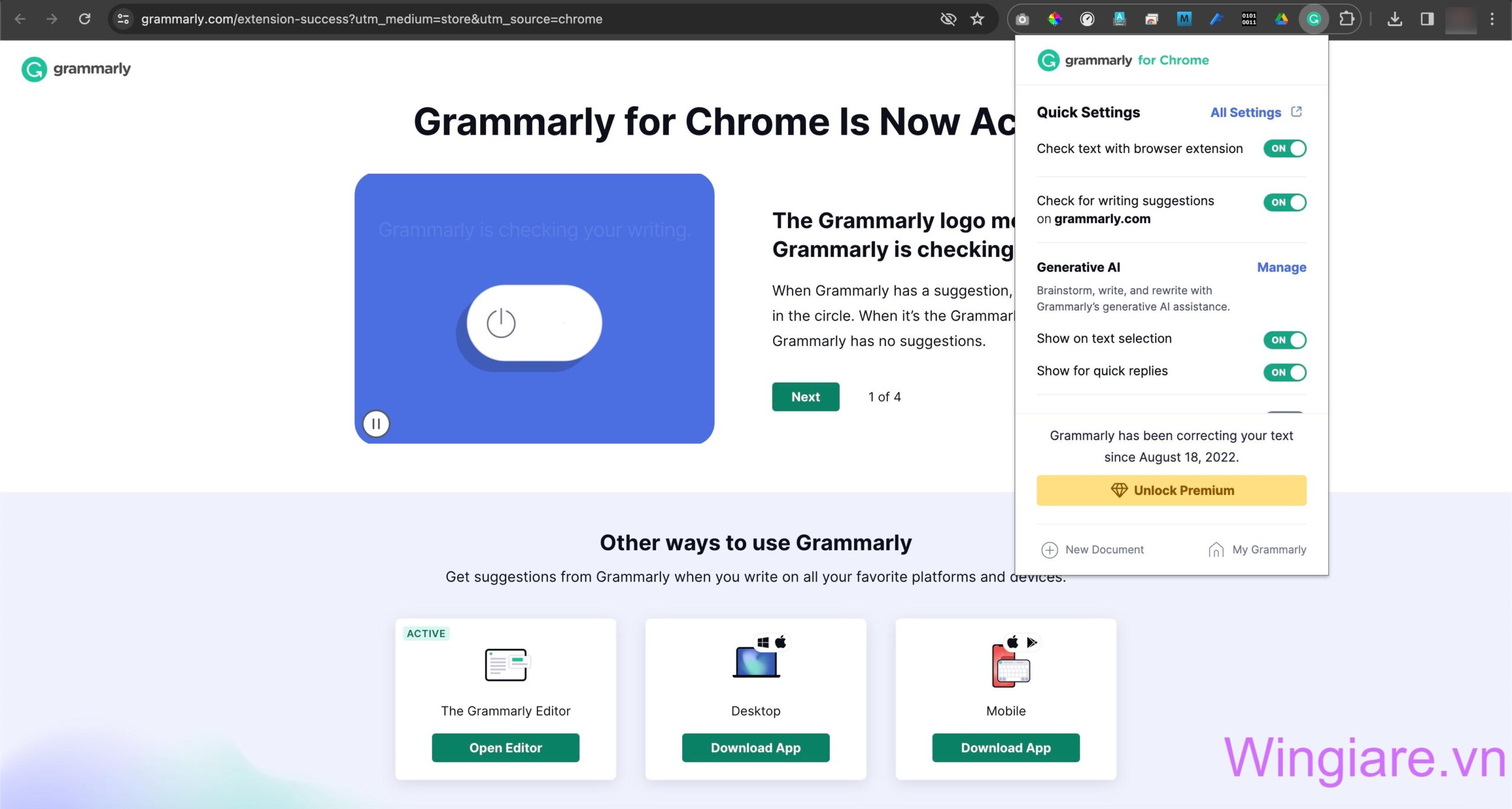 Tiện ích mở rộng Grammarly