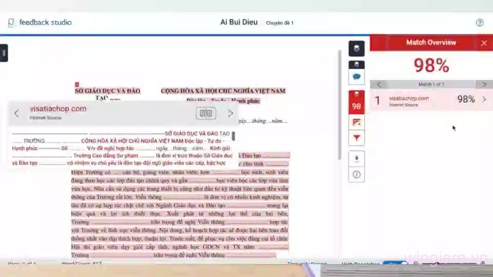 Báo cáo tương đồng của Turnitin