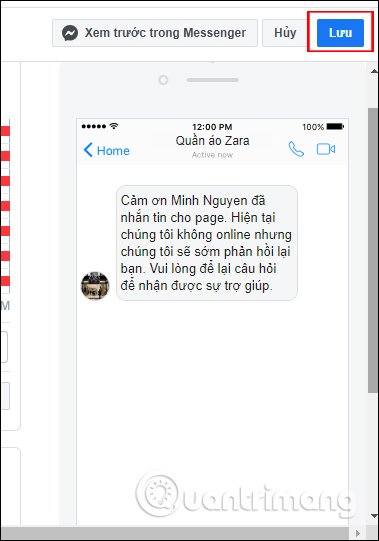 Fanpage Facebook tin nhắn tự động