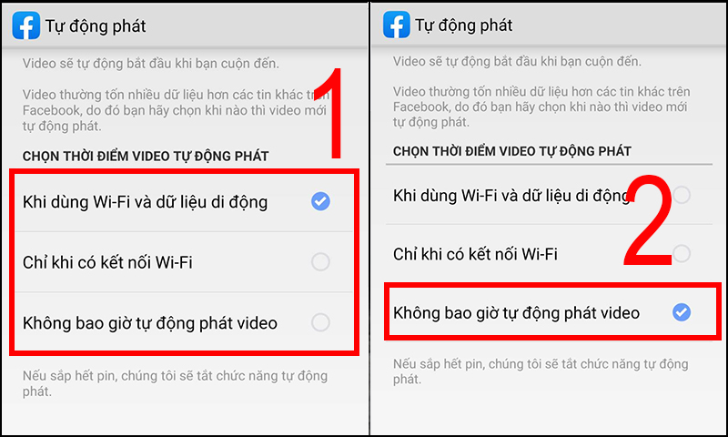 Cài đặt tự động phát video trên Android